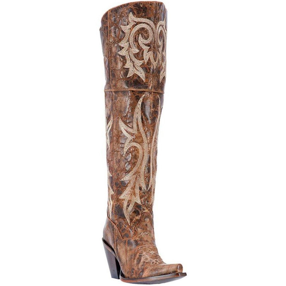 NEW Dan Post Jilted Womens Over The Knee Western Boots Brown Leather Size 6.5 M - Picture 4 of 16